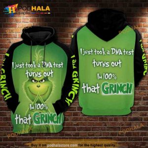 100 Grinch In My Dna Over Print 3D Hoodie Sweatshirt