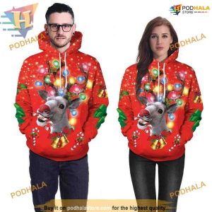 3D Deer Print Xmas Hoodie