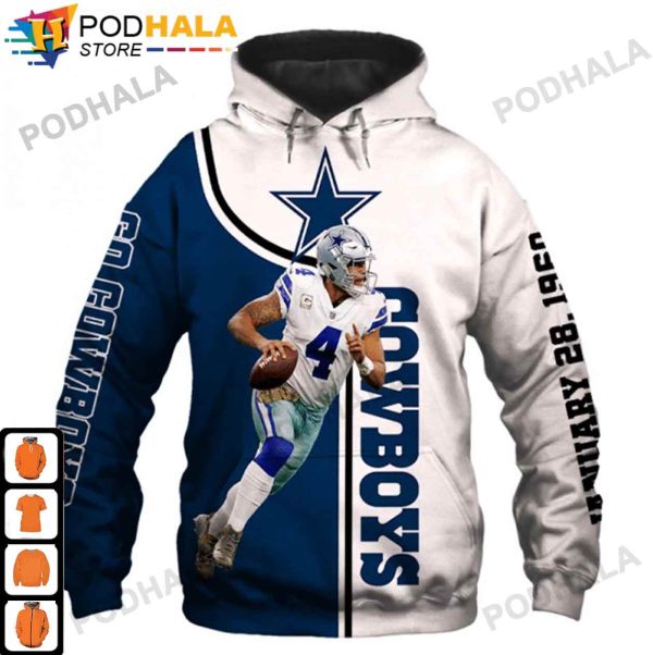 4 Dak Prescott NFL Dallas Cowboys Christmas Gifts 3D Hoodie