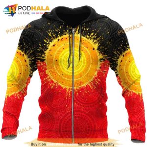 Aboriginal Flag Indigenous Sun Painting Art 3D Hoodie Sweatshirt