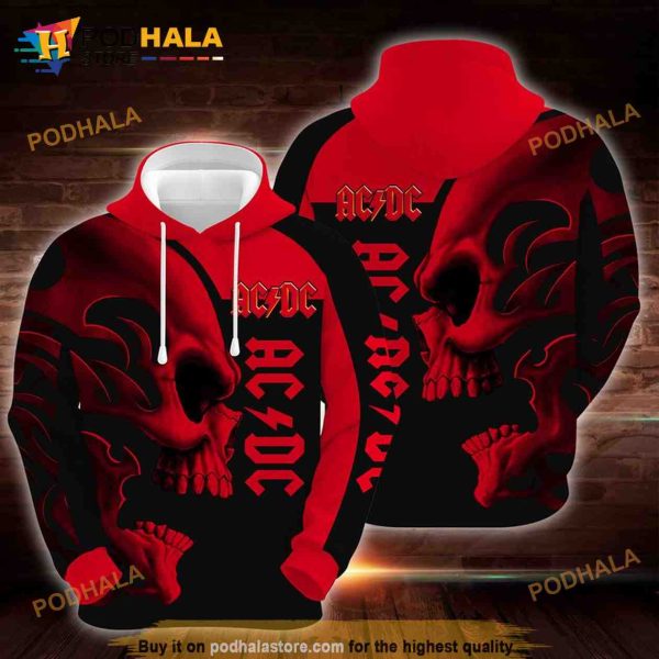 Acdc Hard Rock Skull 3D Hoodie Sweatshirt