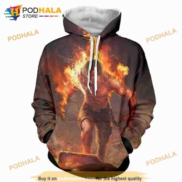 Ace On Fire One Piece Anime Hd Aop 3D Hoodie Sweatshirt