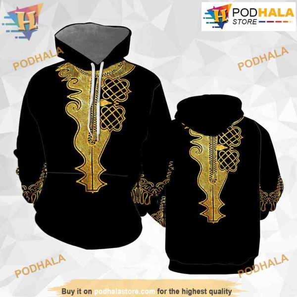 African Golden Dashiki All Over Print 3D Hoodie Shirt Sweatshirt