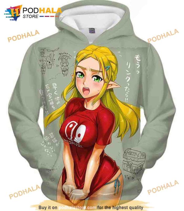 Ahegao The Legend Of Zelda Princess Zelda Inazuma Hd Aop 3D Hoodie