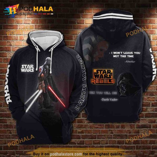 Ahsoka And Darth Vader Star Wars Rebels Over Print 3D Hoodie Sweatshirt