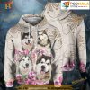 Alaskan Malamute Flower All Over Print 3D Hoodie Shirt Sweatshirt