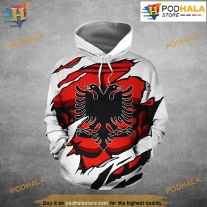 Albania In Me Red All Over Print 3D Hoodie Shirt Sweatshirt