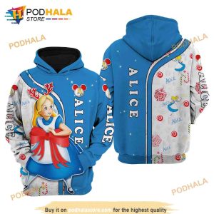 Alice In Wonderland Cartoon Graphics AOP Unisex 3D Hoodie Sweatshirt