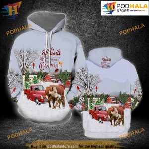 All Hearts Come Home For Christmas Cows All Over Print 3D Hoodie