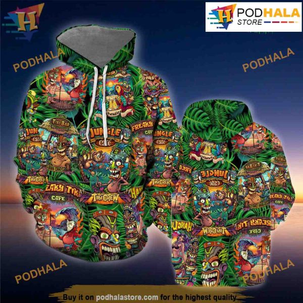 Aloha Tiki Tiki All Over Print 3D Hoodie Shirt Sweatshirt