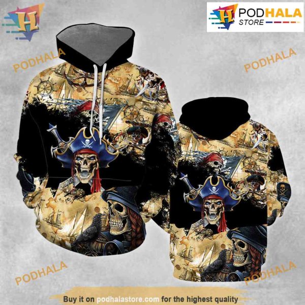 Amazing Pirate Skull All Over Print 3D Hoodie Shirt Sweatshirt