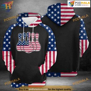 American Flag Bowling All Over Printed 3D Hoodie Sweatshirt