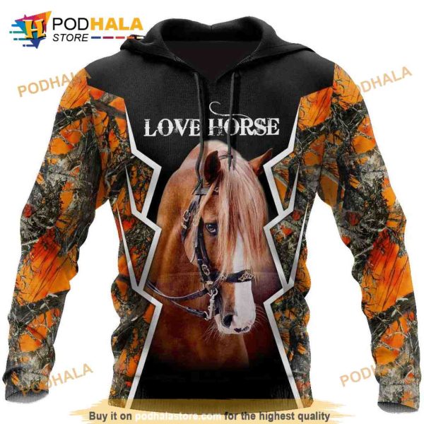 American Quarter Horse Camo 3D Hoodie Sweatshirt