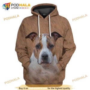 American Staffordshire Terrier Dog All Over Printed 3D Hoodie Sweatshirt