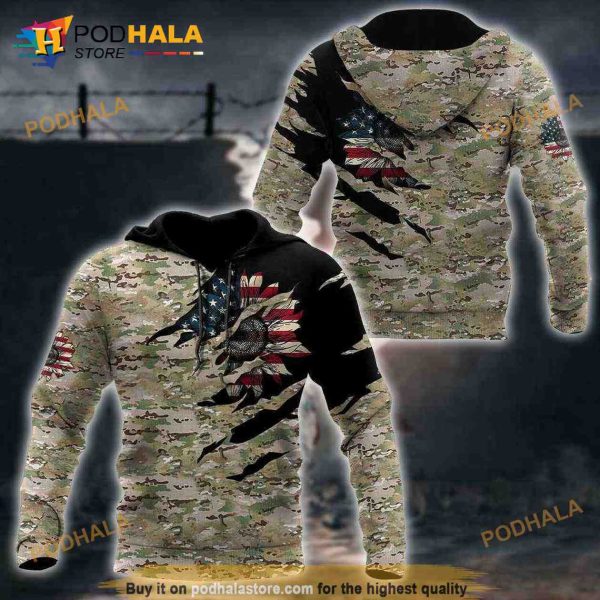 American Sunflower Camo 3D Hoodie Sweatshirt