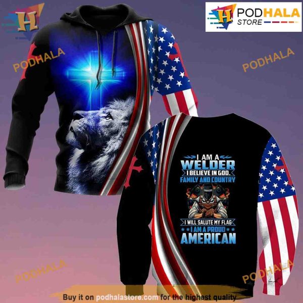 American Welder All Over Print 3D Hoodie Shirt Sweatshirt