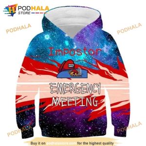 Among Us Impostor Emergency Meeting All Over Print Game 3D Hoodie Sweatshirt