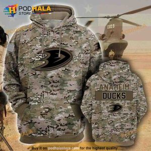 Anaheim Ducks Camouflage Veteran Cotton 3D Hoodie Sweatshirt