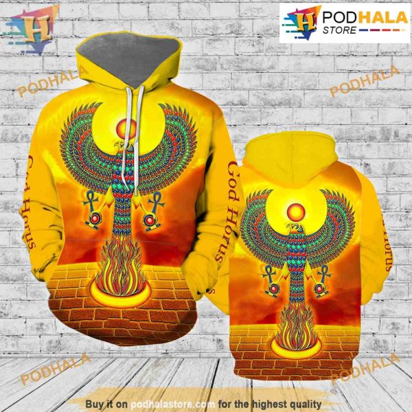 Ancient Egyptian Falcon Pectoral God Of Ra And Horus All Over Print 3D Hoodie