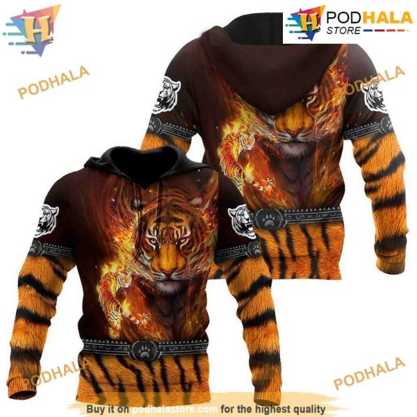 Animal Anger Tiger Art All Over Print 3D Hoodie Shirt Sweatshirt