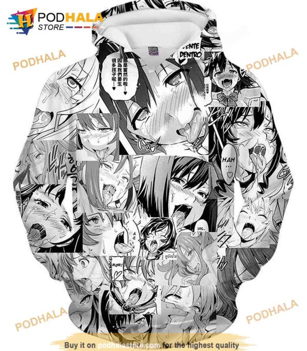 Anime Ahegao Hentai Face Hd AOP 3D Hoodie