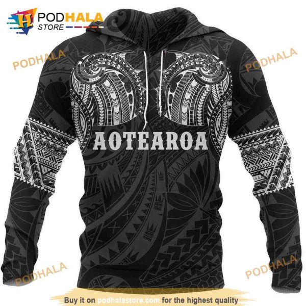 Aotearoa Maori Tattoo White 3D Hoodie