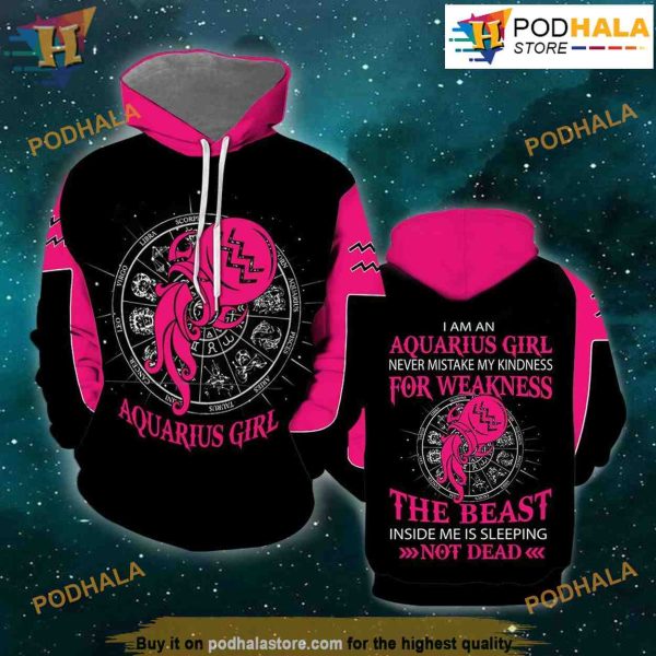 Aquarius Girl All Over Print 3D Hoodie Shirt Sweatshirt