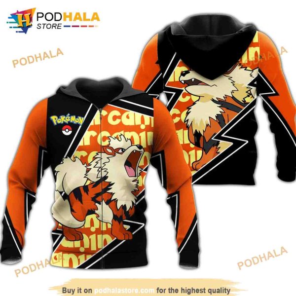 Arcanine Pokemon Anime Manga 3D Hoodie Sweatshirt