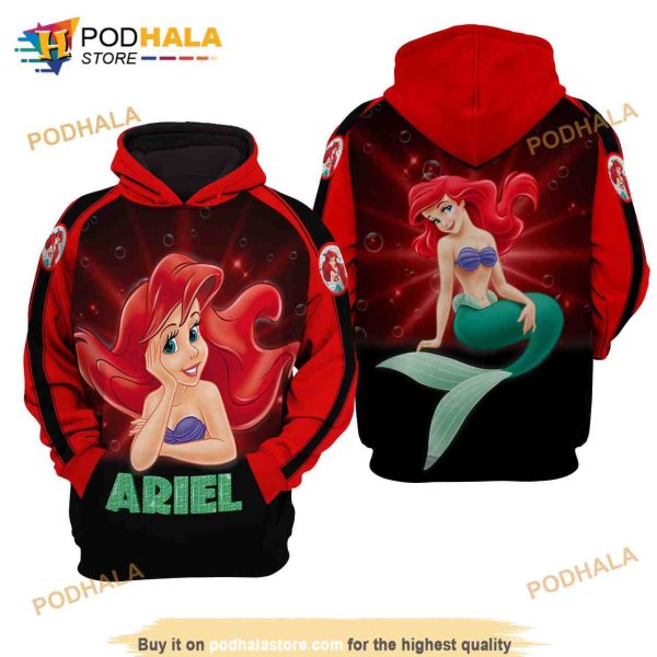 Ariel The Little Mermaid Disney AOP Unisex 3D Hoodie Sweatshirt