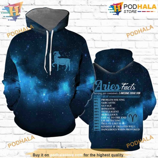 Aries Horoscope Christmas All Over Print 3D Hoodie Shirt Sweatshirt