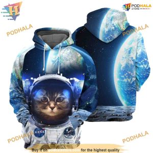 Astronaut Cat Full All Over Printed Funny Animal 3D Hoodie Sweatshirt