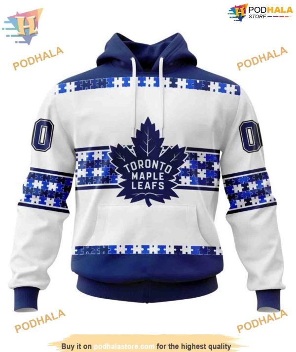 Autism Awareness Custom Name And Number NHL Toronto Maple Leafs Hoodie 3D