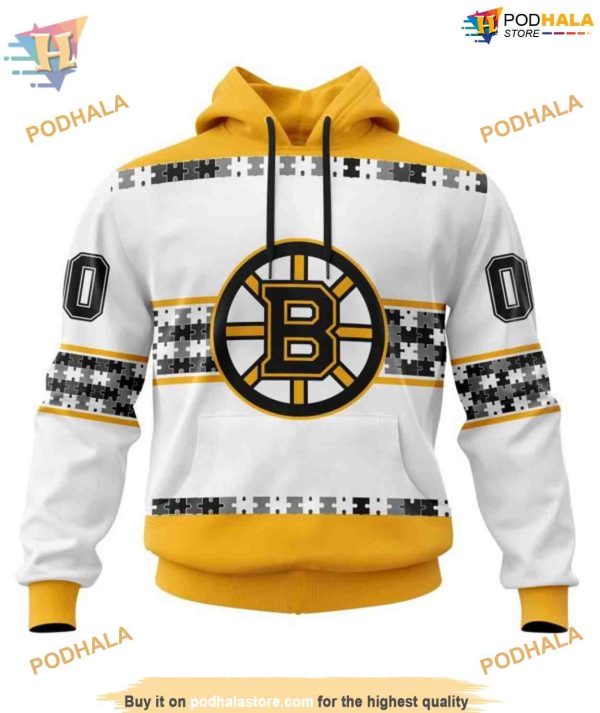 Autism Awareness Custom Name NHL Boston Bruins Hoodie 3D