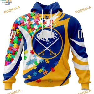 Autism Awareness Custom Name NHL Buffalo Sabres Hoodie 3D Personalized