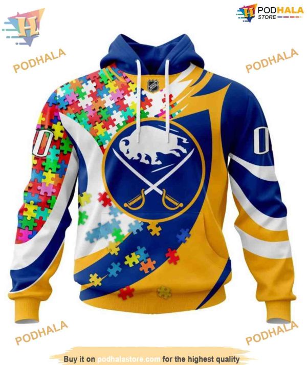 Autism Awareness Custom Name NHL Buffalo Sabres Hoodie 3D Personalized