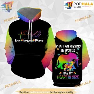 Autism Awareness Love Beyond Words All Over Print 3D Hoodie Shirt Sweatshirt