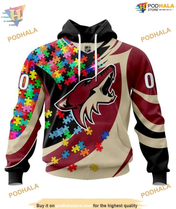 Autism Awareness NHL Personalized Arizona Coyotes Hoodie 3D