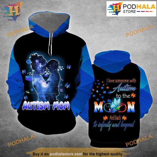 Autism Mom Mom Gifts All Over Print 3D Hoodie Shirt Sweatshirt