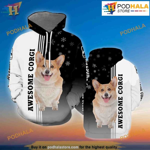 Awesome Corgi Dog All Over Print 3D Hoodie Shirt Sweatshirt