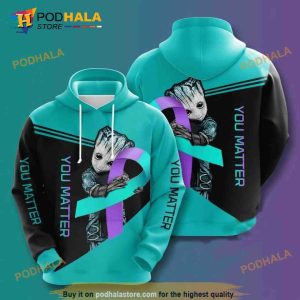 Baby Groot X Suicide Prevention Awareness 3D Hoodie Shirt Sweatshirt