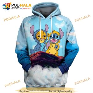 Baby Simba And Stitch Cute Lover 3D Hoodie