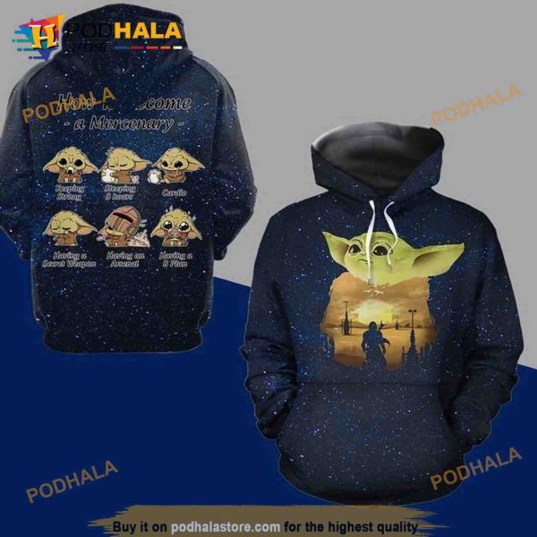 Baby Yoda Mandalorian Star Wars Over Print 3D Hoodie Sweatshirt Shirt