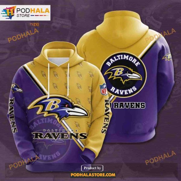 Baltimore Ravens 3D Team Logo NFL Hoodie 3D