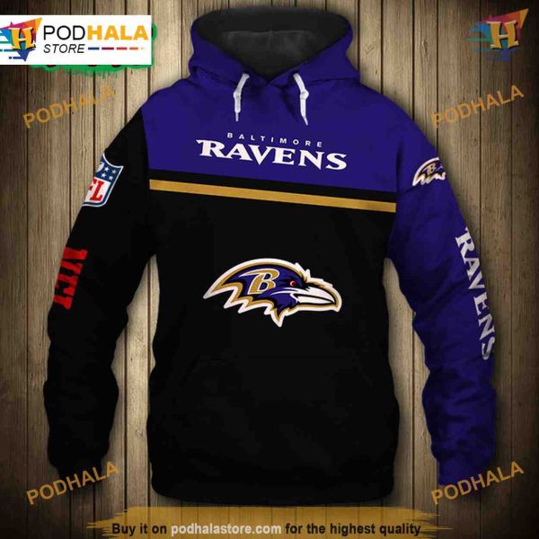 Baltimore Ravens Skull 3D Hoodie