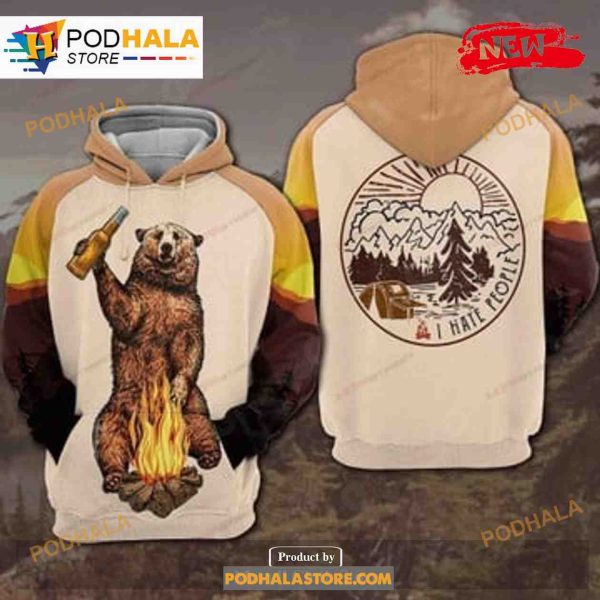 Bear Camping Make A Fire Camping Shirt Sweatshirt 3D Hoodie