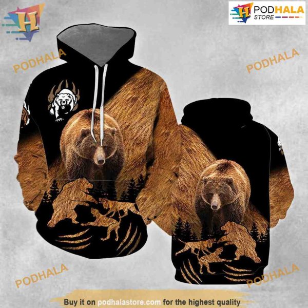 Bear Hunter All Over Printed 3D Hoodie Sweatshirt Adul