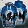 Bigfoot Fishing Blue All Over Printed 3D Hoodie Sweatshirt