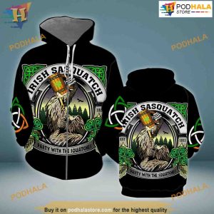 Bigfoot Irish St Patrick’s Day All Over Printed 3D Hoodie Sweatshirt