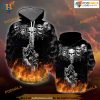 Biker Skulls On The Fire All Over Printed 3D Hoodie Sweatshirt