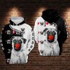 Black And White Pug Love All Over Print 3D Hoodie Sweatshirt